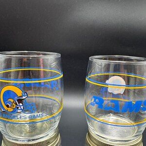 1990s Shell 13.5 oz. NFL Football Glass Los Angeles Rams 4" Rocks Glass